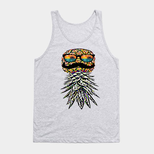 Upside Down Pineapple Summer Mustache Tank Top by musicanytime